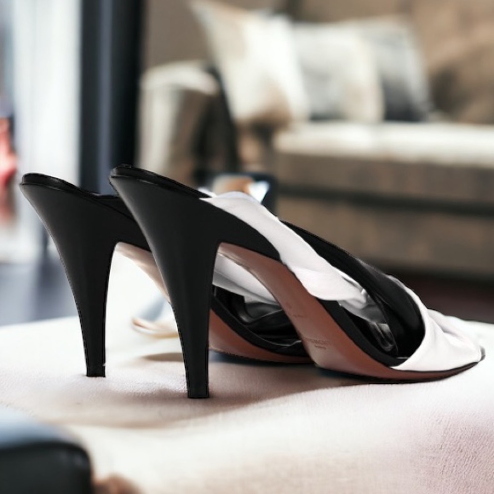 NWT GIVENCHY Nappa Leather Mule Twist slip on Sandals Black & White Sz 37 US 7 - Picture 12 of 16